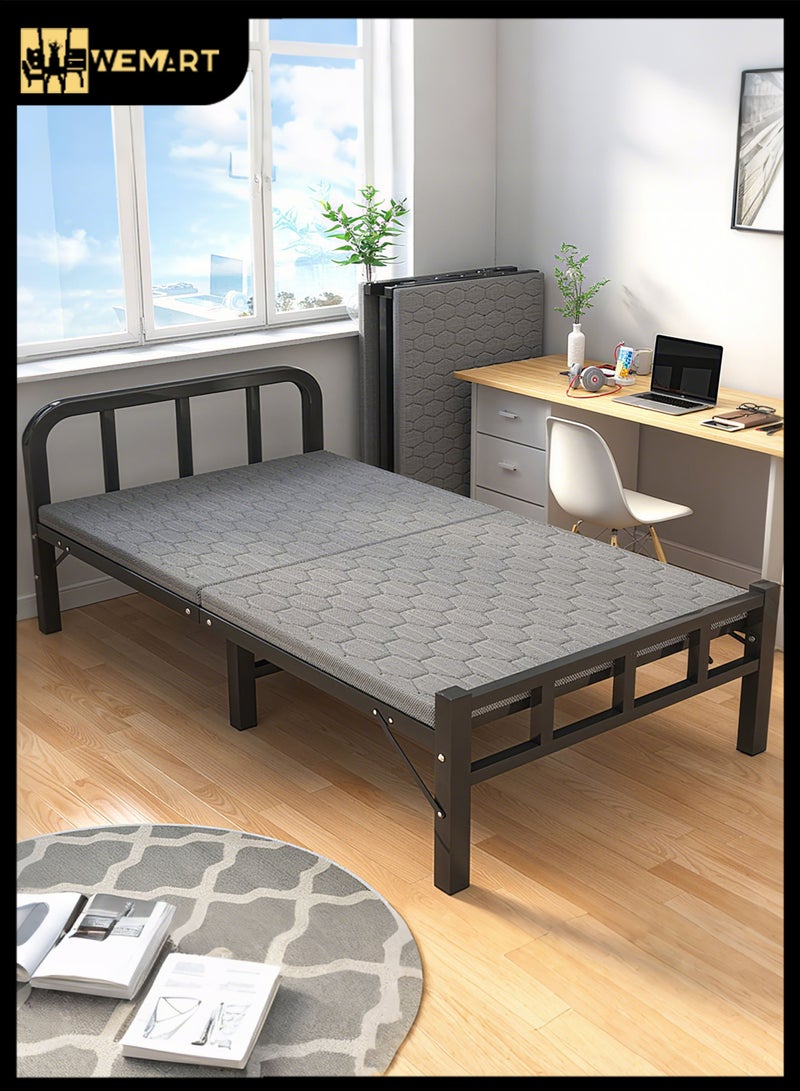ويمارت سرير قابل للطي، أسرة قابلة للطي محمولة مع مرتبة من إسفنج الذاكرة، إطار سرير معدني فولاذي متين قابل للطي لتوفير المساحة مع إعداد بدون أدوات، للمنزل والمكتب والتخييم في الهواء الطلق 190 × 80 سم - Image 1