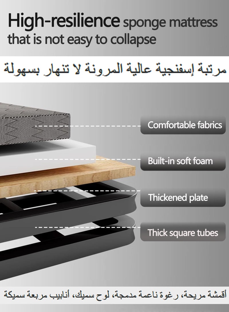 ويمارت سرير قابل للطي، أسرة قابلة للطي محمولة مع مرتبة من إسفنج الذاكرة، إطار سرير معدني فولاذي متين قابل للطي لتوفير المساحة مع إعداد بدون أدوات، للمنزل والمكتب والتخييم في الهواء الطلق 190 × 80 سم - Image 2