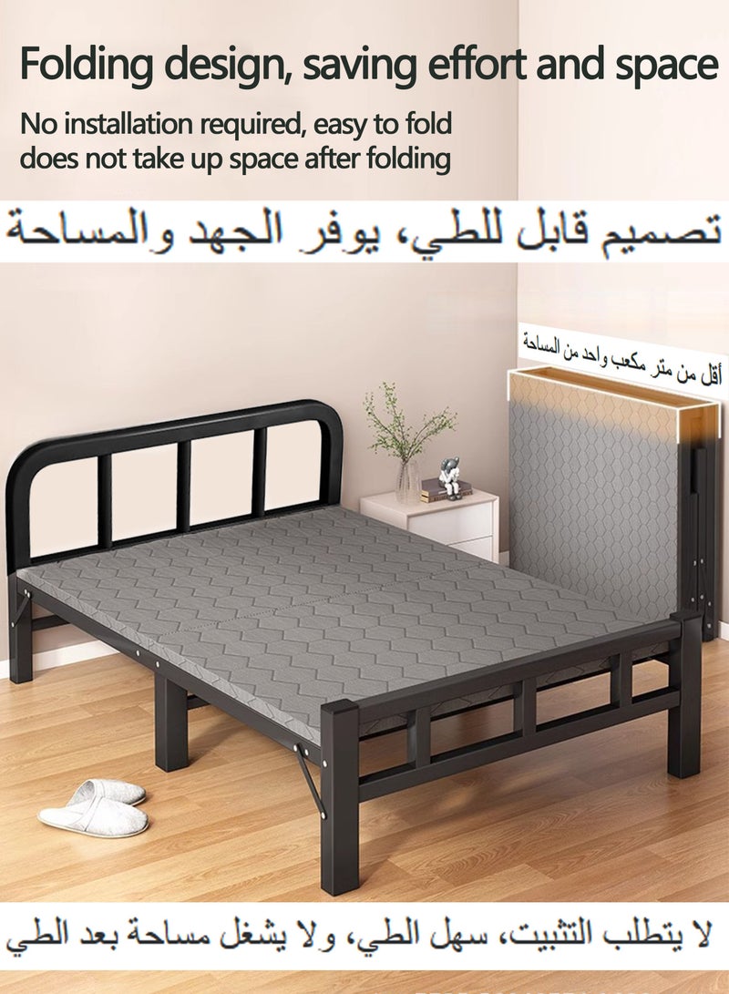 ويمارت سرير قابل للطي، أسرة قابلة للطي محمولة مع مرتبة من إسفنج الذاكرة، إطار سرير معدني فولاذي متين قابل للطي لتوفير المساحة مع إعداد بدون أدوات، للمنزل والمكتب والتخييم في الهواء الطلق 190 × 80 سم - Image 4