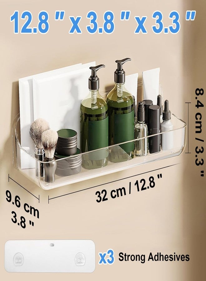 Diesisa 2pc Acrylic Wall Mount Organizer, Adhesive Shelf, Bathroom Shelves for Wall, Self Adhesive Organizer, Shower Caddies, No Drilling Hang Wall,with 3pack Tapes, for Bathroom, Kitchen, Living Room - Image 2