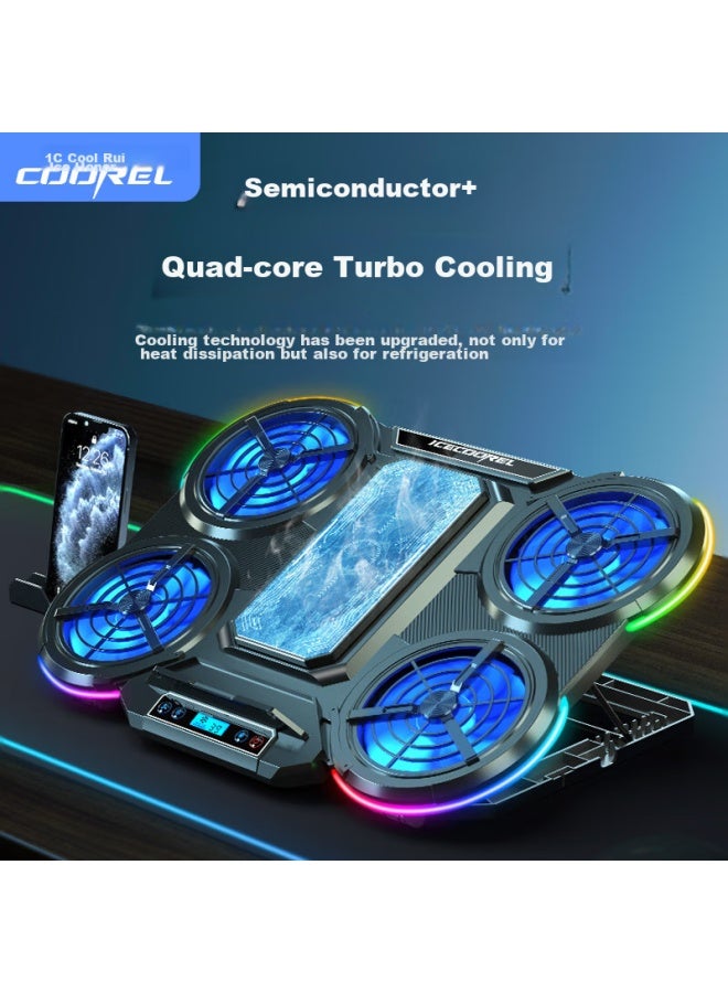ICE COOREL Core Iceberg Q5 Laptop Cooler, Semiconductor Cooling Technology, Computer Desktop Stand, Gaming Laptop Cooling Base, Height-adjustable Stand, Multi-speed Adjustment, Colorful Rgb Lighting Effect, Compatible With Models Such As Lenovo Legion And Dell Alienware - Image 1