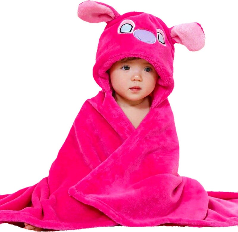 PANDAORIGINALS Baby Towel Bathrobe Hooded Blanket Wrapper | Hooded 3-in-1 Towel for New Born | Hooded Bath Towel | Hooded Sleeping Bag | Baby Towel for 1-2 Years | Blanket for Kids (Dark Pink Kitty) - Image 1