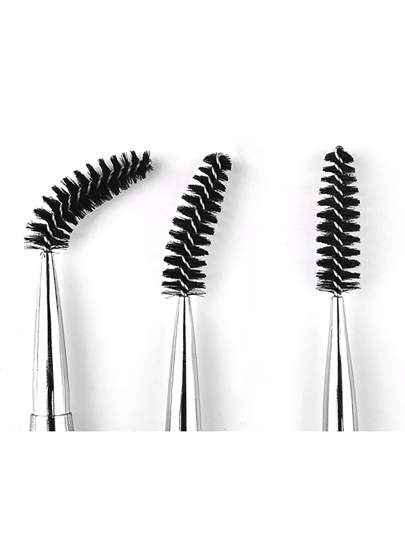 JOSALINAS 2PCS Mascara Brushes, Eyebrow Eyelash Brushes, Mascara Wands Spooly Applicators, Eye Brushes, Portable Cosmetic Brushes with Cap Spoolies Brushes for Eyelash Extensions and Eyebrows, Black - Image 2