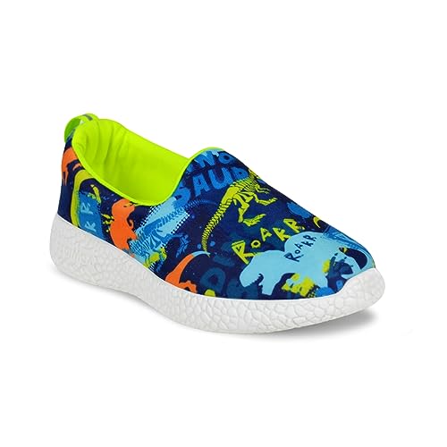 KazarMax Kids Boys Neon Dino Printed Loafers | Casual | Slip On Shoes -13 Kids UK - Image 1