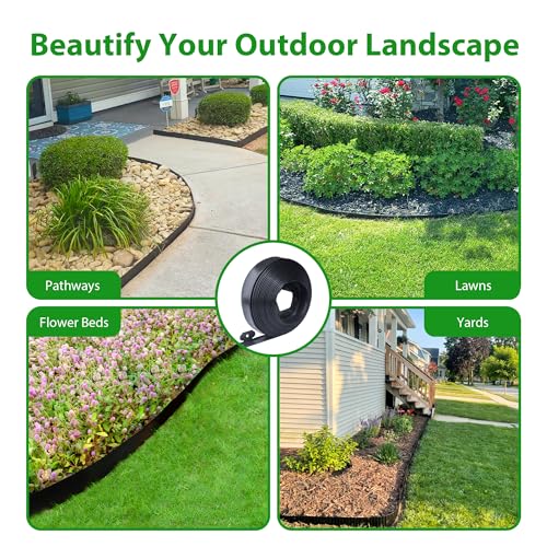 Meoslss Landscape Edging Border 100 FT 2 Inch Tall with 180 Spikes, Plastic Edging for Landscaping, Garden Edging Border, Flower Bed, Paver and Lawn Edging Border, Black - Image 3