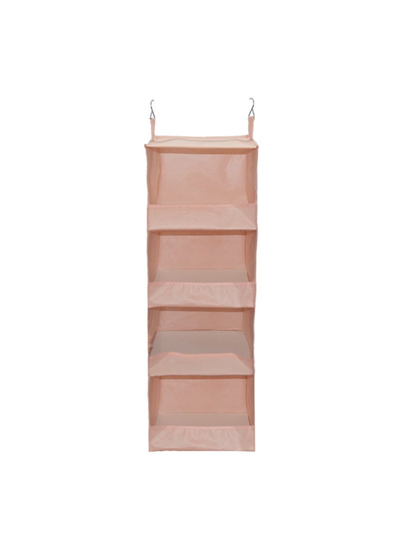 1 x 5 pcs Closet Organizer Hanging Storage Bag Pink four-layer storage hanging bag 