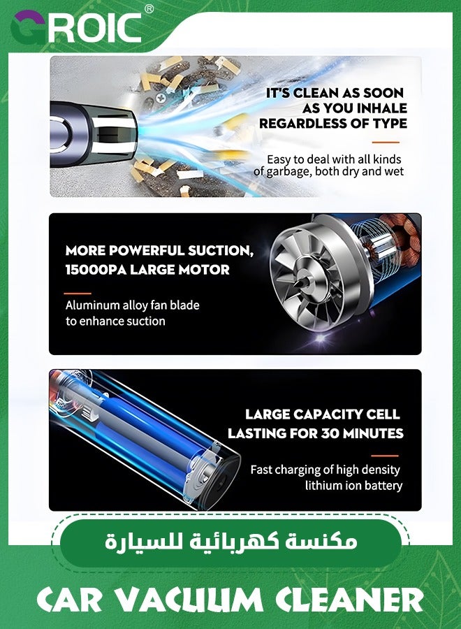 GROIC Handheld Vacuum Cordless, Car Vacuum Portable Cordless with Strong Suction, Multi-Nozzles Cordless Vacuum Cleaner Hand Held Small Vacuum Cleaners for Home, Pet, Car, Office - Image 5