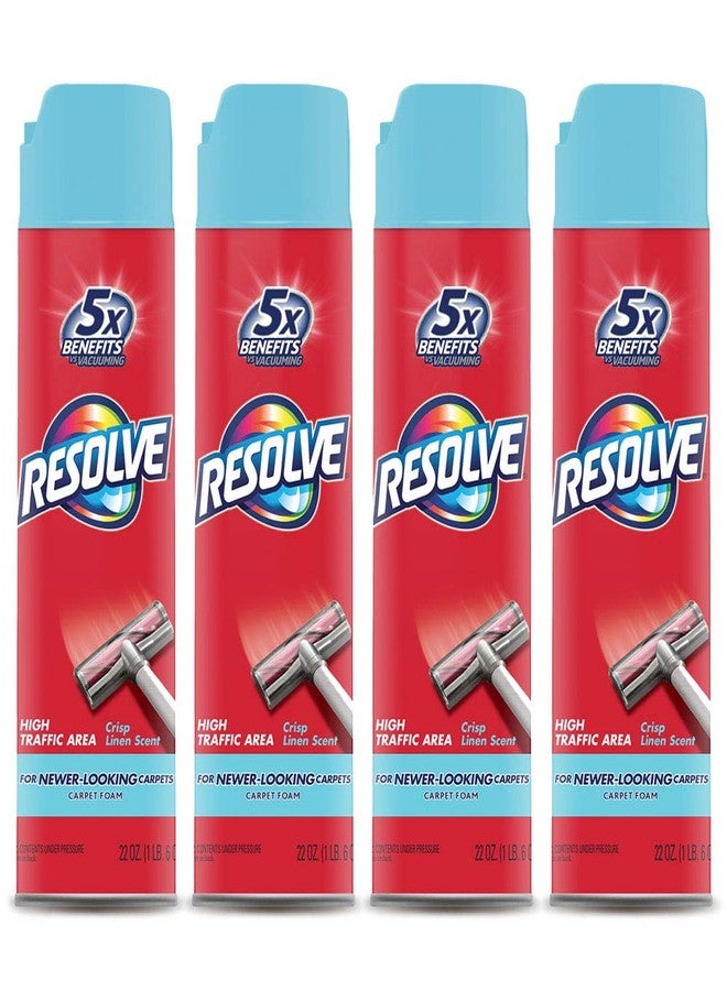 Resolve High Traffic Carpet Foam, Crisp Linen 88 oz (4 Cans x 22 oz), Cleans Freshens Softens & Removes Stains - Image 1