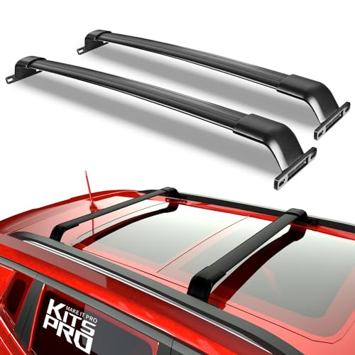 KitsPro 260lb Roof Rack Cross Bars for 2022-2024 Jeep Grand Cherokee, 2021-2024 Grand Cherokee L, Matte Black Heavy Duty Aluminum Cargo Crossbar (ONLY FIT Factory Flushed Side Rails) - Image 1