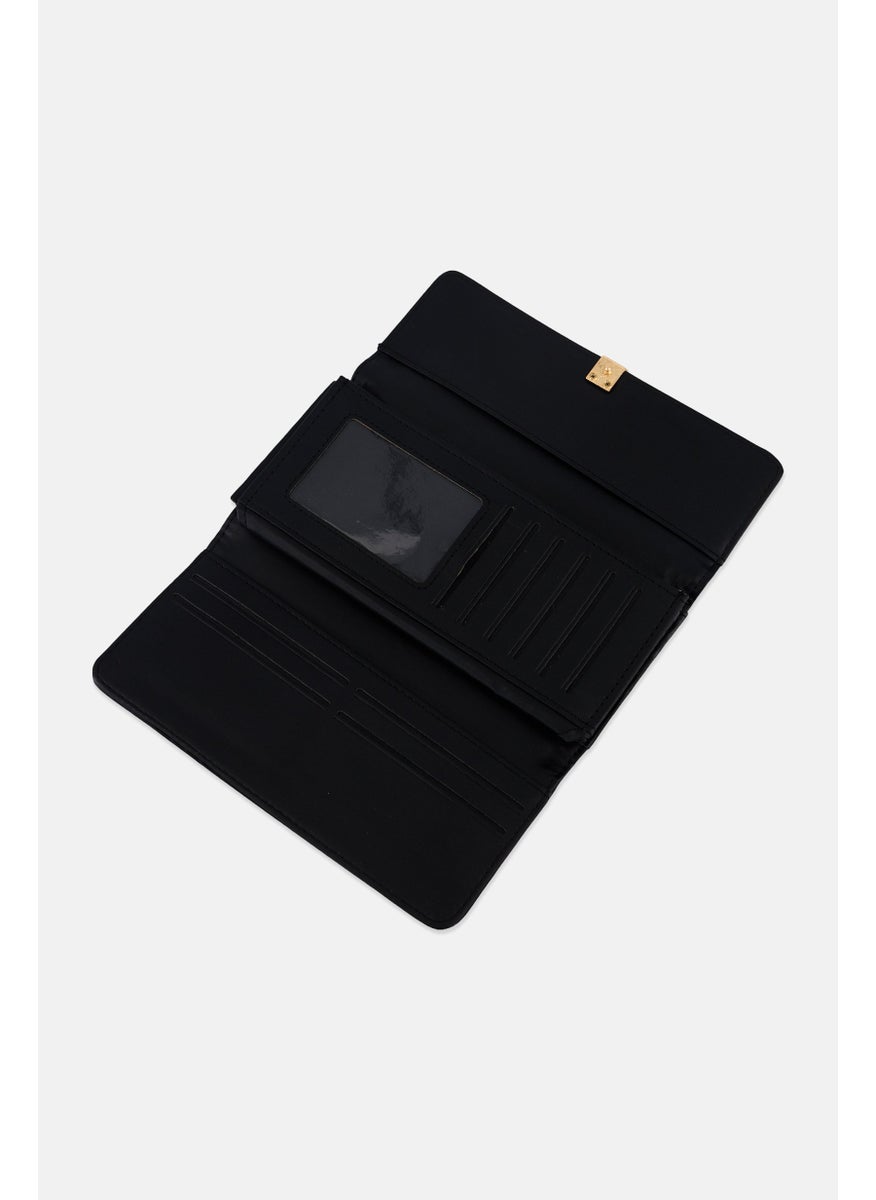 Caracol Women Plain Leather Wallet 10 H x 19 L x 1 W cm, Black  - Image 3