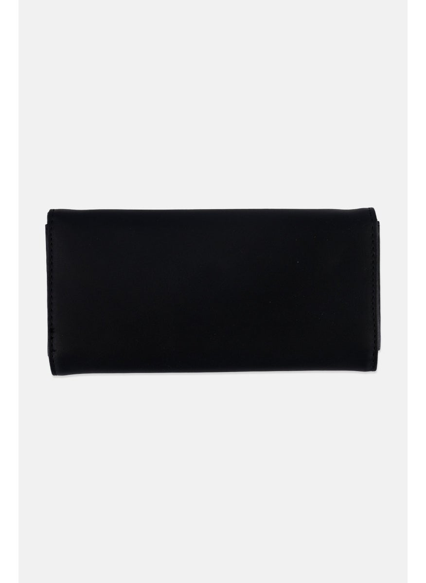 Caracol Women Plain Leather Wallet 10 H x 19 L x 1 W cm, Black  - Image 2
