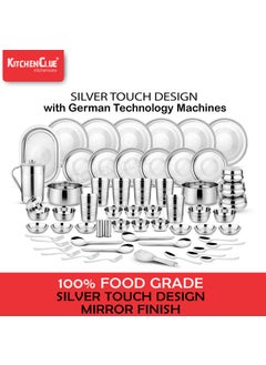KITCHEN CLUE Kitchen Clue Stainless Steel Dinner Set (62-Pieces) Heavy Guage Kitchen Set for Home - 202 Steel Grade - Durable & Unbreakable  - Image 5