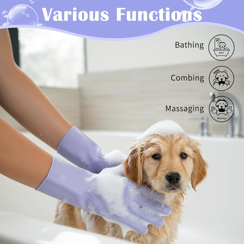 Pet Grooming Gloves - Silicone Dog Washing Gloves with Enhanced Five Finger Design - Image 5
