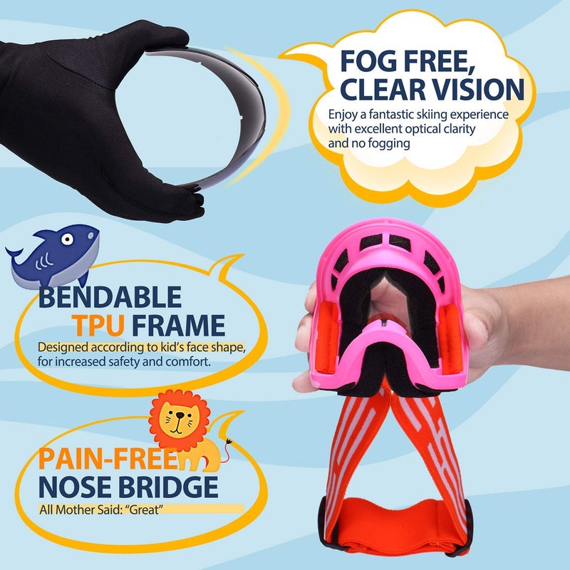 LOEO Kids Ski Goggle, Snow Ski Goggles for Kids Youth Teens Boys and Girls from 5-14 - Image 4