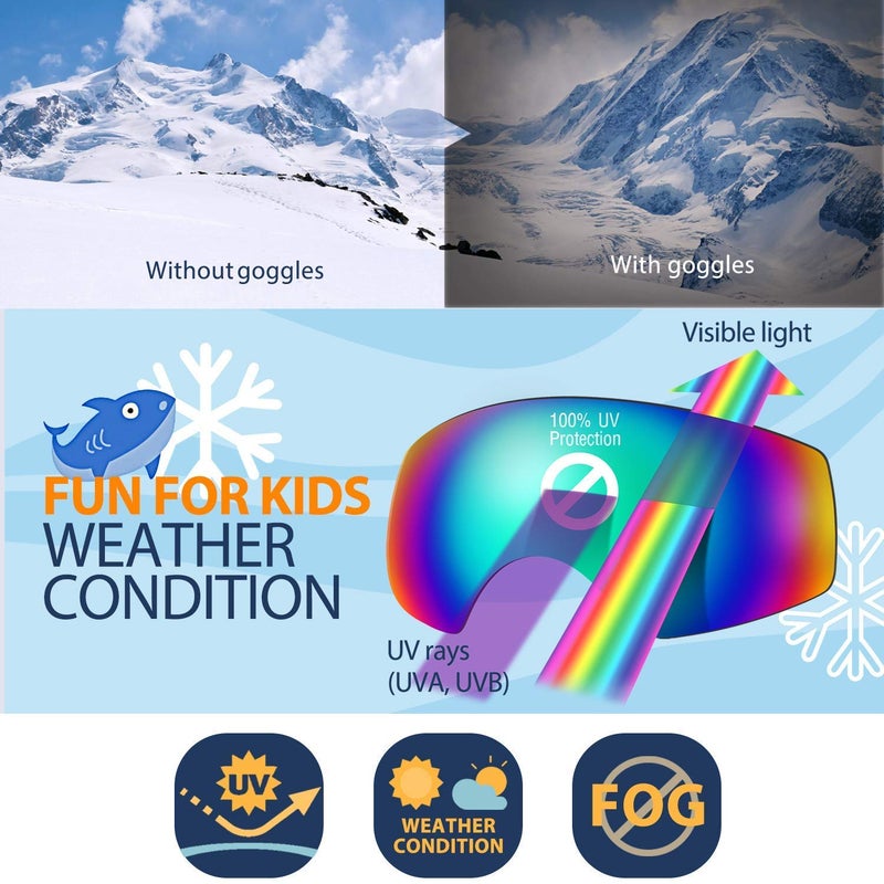 LOEO Kids Ski Goggle, Snow Ski Goggles for Kids Youth Teens Boys and Girls from 5-14 - Image 5