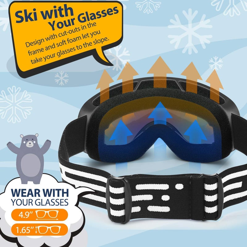 LOEO Kids Ski Goggle, Snow Ski Goggles for Kids Youth Teens Boys and Girls from 5-14 - Image 2