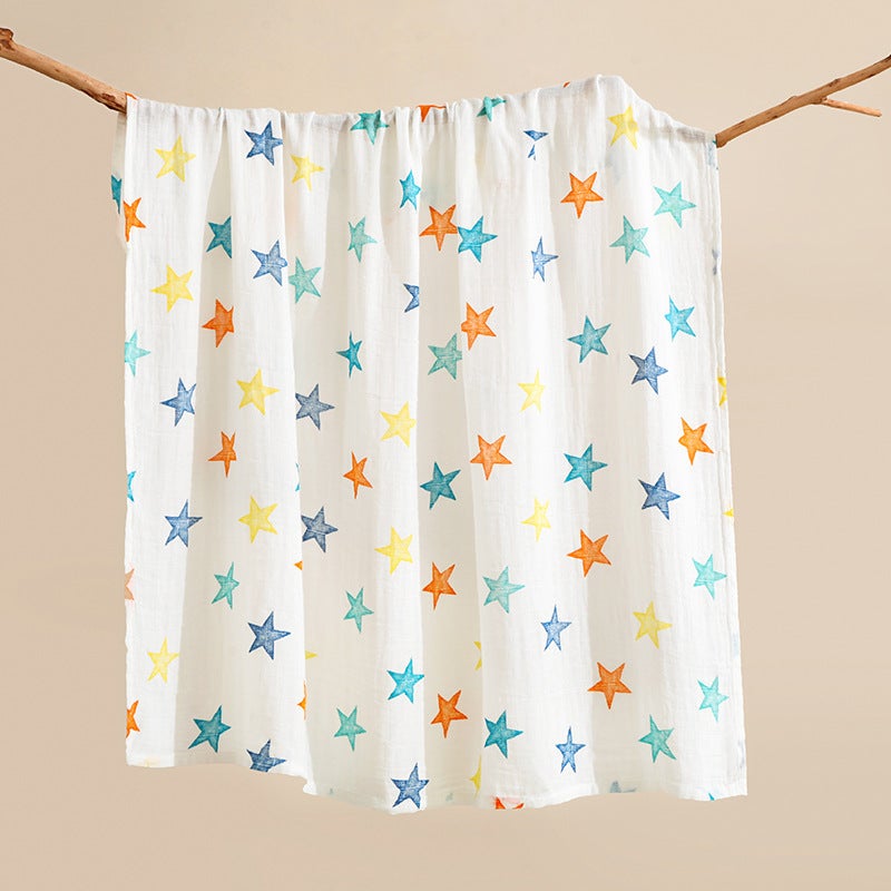 Cotton Two-Layer Wrapping Towel Soft Breathable Newborn Bath Towel Cover Blanket Wrapping Blanket Baby Baby Products Swaddle Towel - Image 1