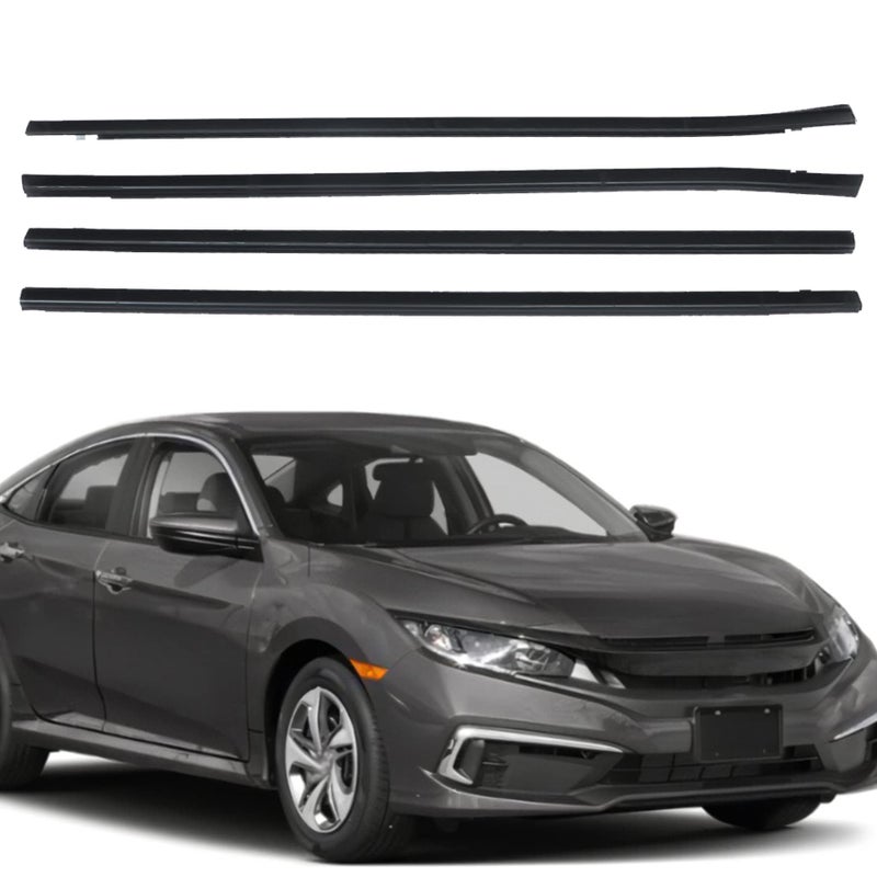 munirater Window Weatherstrip 4PCS Molding Trim Seal Belt Replacement for Honda Civic Sedan 2016-2022 - Image 1