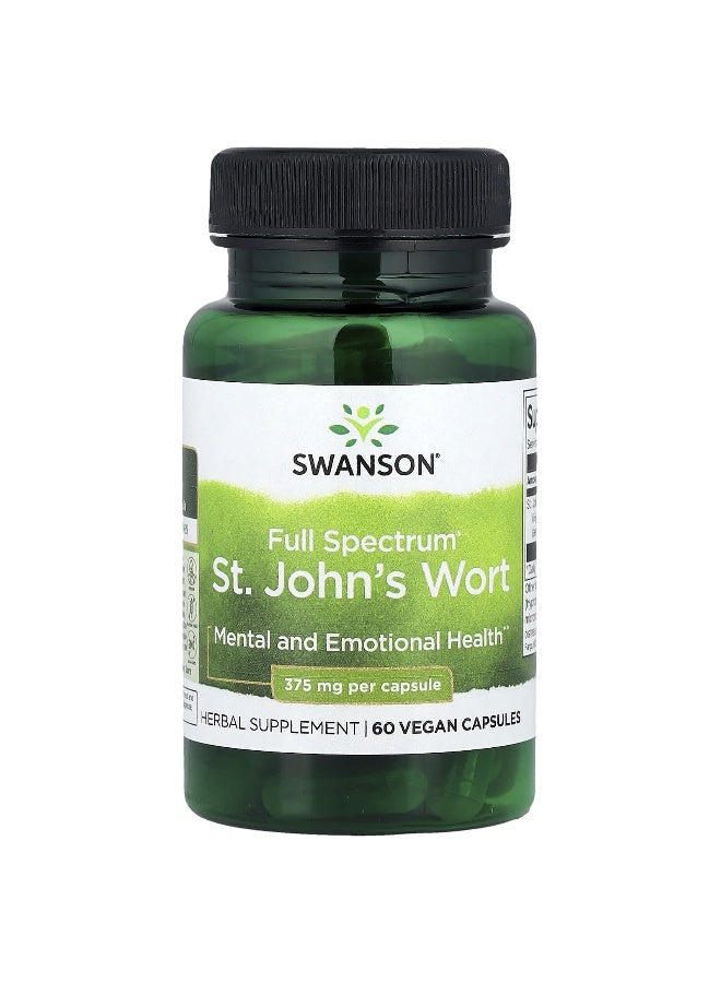 SWANSON سوانسون، طيف كامل® نبتة سانت جون، 375 ملغ، 60 كبسولة نباتية - Image 1