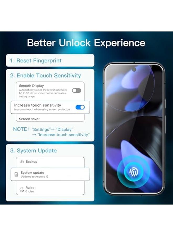 جي تيك واقي شاشة لهاتف Google Pixel 9 مع واقي عدسة الكاميرا أداة تركيب سهلة، متوافق مع بصمات الأصابع، غشاء زجاجي مقوى عالي الوضوح شفاف، عبوتان لكل منهما - Image 3