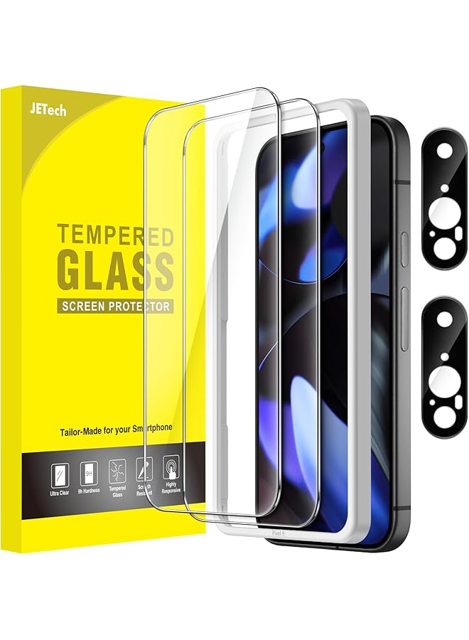 جي تيك واقي شاشة لهاتف Google Pixel 9 مع واقي عدسة الكاميرا أداة تركيب سهلة، متوافق مع بصمات الأصابع، غشاء زجاجي مقوى عالي الوضوح شفاف، عبوتان لكل منهما - Image 1