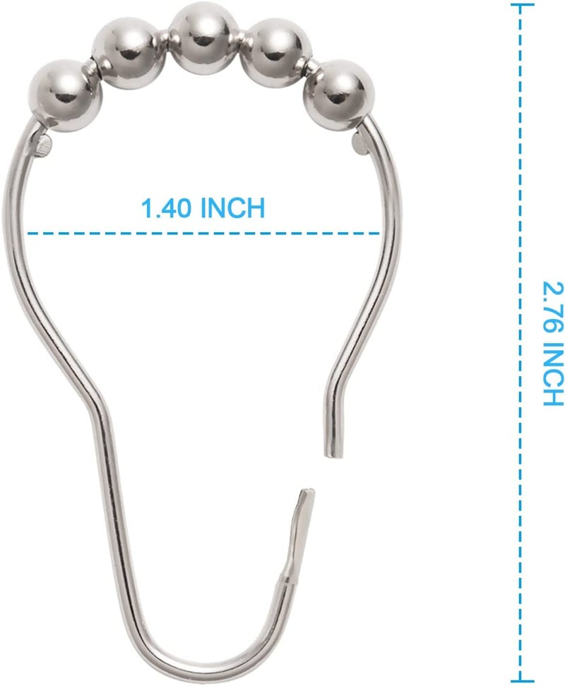 Wosta 12 Pcs Shower Curtain Hooks Rings, Stainless Steel Hooks Rings for Bathroom Rods, Polished Nickel - Image 3