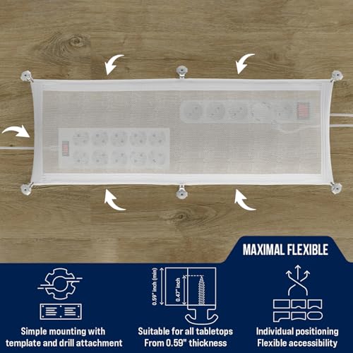 Ultimate Setup Cable Management net - Under Desk Wire Management - Flexible Under Desk Cable Management Tray White - Image 3