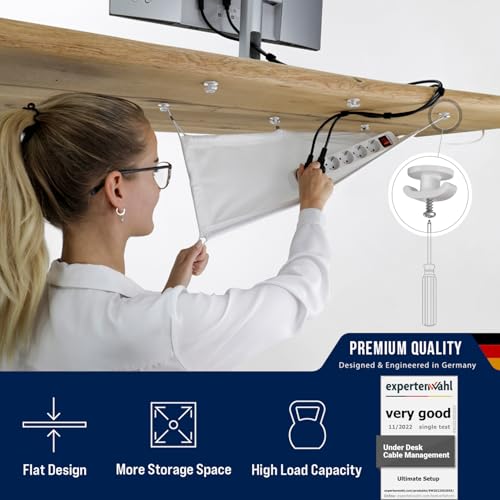 Ultimate Setup Cable Management net - Under Desk Wire Management - Flexible Under Desk Cable Management Tray White - Image 2
