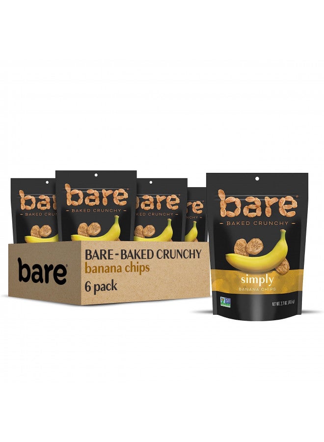 Bare Bare Baked Crunchy Banana Chips, Simply Banana, Gluten Free, 2.7 Ounce Bag, 6 Count  - Image 1