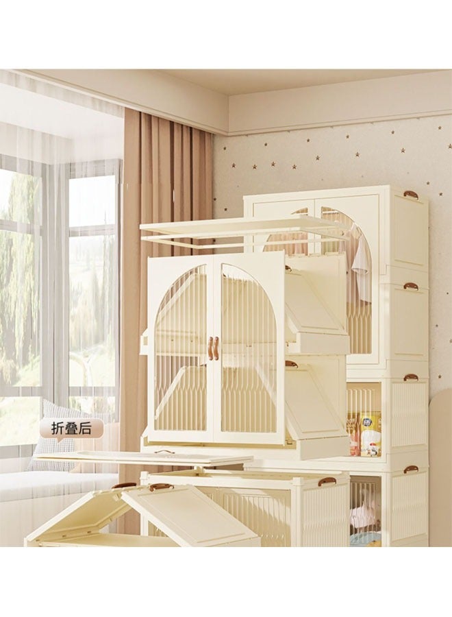 keke 3 Layers Stylish Multi-Functional Storage Cabinet & Children's Wardrobe include 10 piece Cloth Hanger  - Image 2