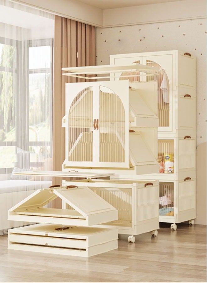 keke 3 Layers Stylish Multi-Functional Storage Cabinet & Children's Wardrobe include 10 piece Cloth Hanger  - Image 3