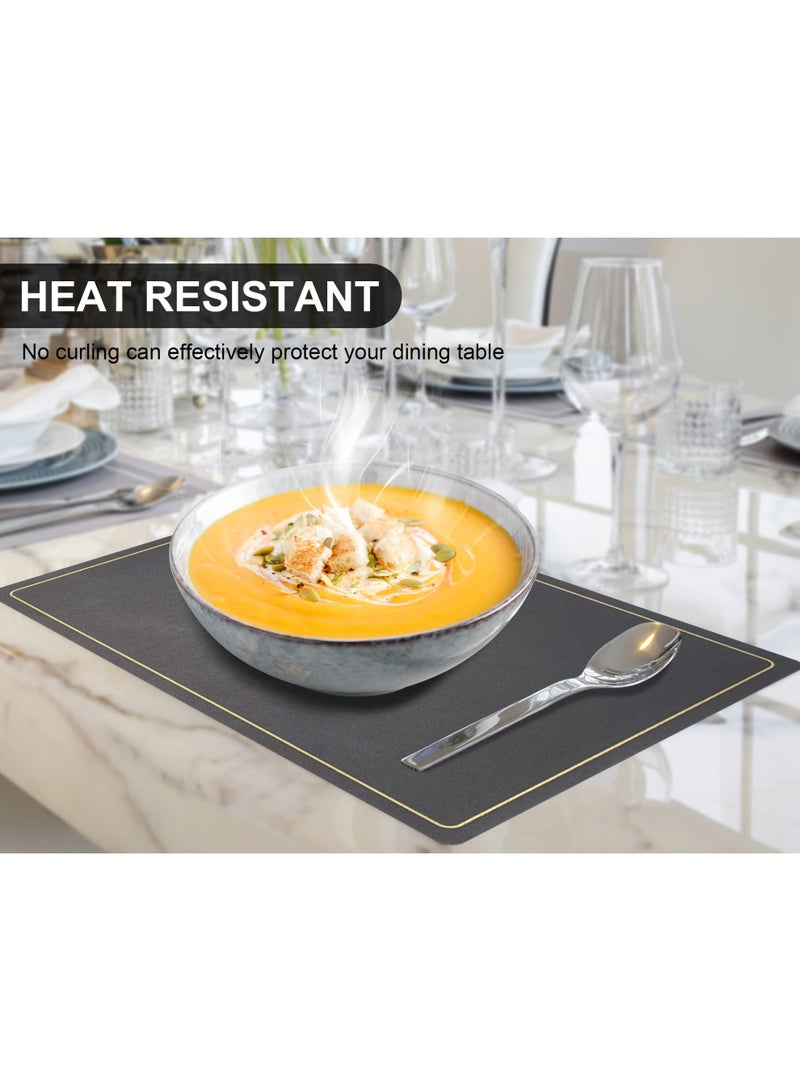 مجموعة من 6 مقاومة للماء الجلد PU Placemats، غسيل غير انزلاق طاولة حصاري، عيد الميلاد مكان حصاري، سهلة تنظيف مستطيل Placemats، مطبخ المنزل طاولة الطعام Placemats (رمادي، 45x30CM) - Image 2