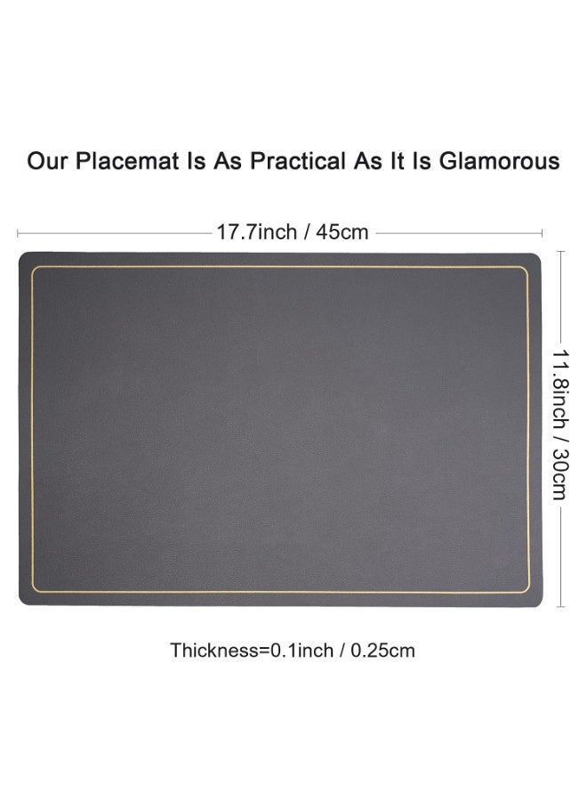 مجموعة من 6 مقاومة للماء الجلد PU Placemats، غسيل غير انزلاق طاولة حصاري، عيد الميلاد مكان حصاري، سهلة تنظيف مستطيل Placemats، مطبخ المنزل طاولة الطعام Placemats (رمادي، 45x30CM) - Image 5