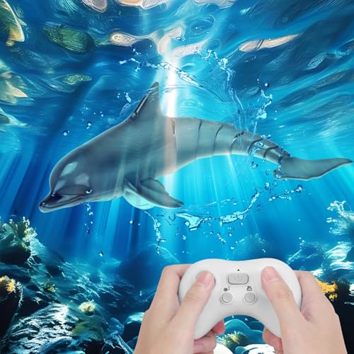 GearRoot Remote Control Dolphin Toys for Kids 24G High Simulation Oceanic RC Dolphins Fish Toys for Swimming Pool Bathroom 2x600mAh RC Boat Water Toys Great for 6 Year olds Boys Girls Kids Gray - Image 1