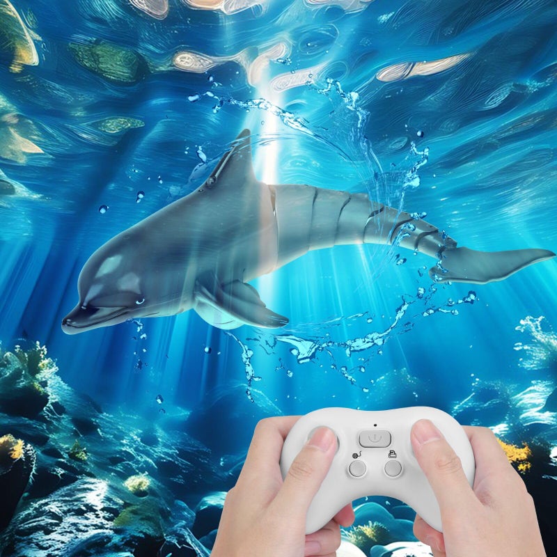 GearRoot Remote Control Dolphin Toys for Kids 24G High Simulation Oceanic RC Dolphins Fish Toys for Swimming Pool Bathroom 2x600mAh RC Boat Water Toys Great for 6 Year olds Boys Girls Kids Gray - Image 3
