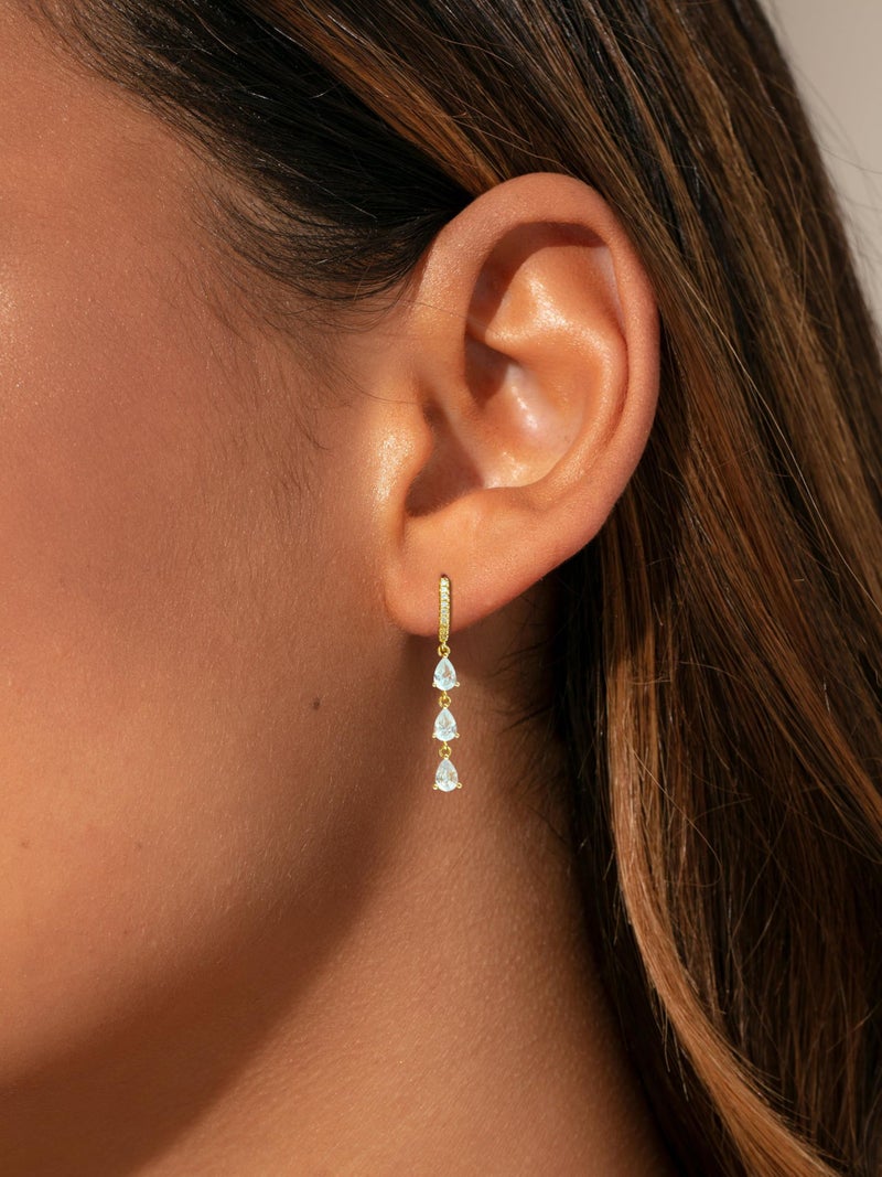 TITUTHIA Gold Dangle Earrings for Women Trendy, Dainty Dangly Gold Earrings 14K Gold Drop Earring for Women CZ Long Huggie Hoop Earring for Woman Prom Earring Fashion Wedding Jewelry Gifts - Image 5