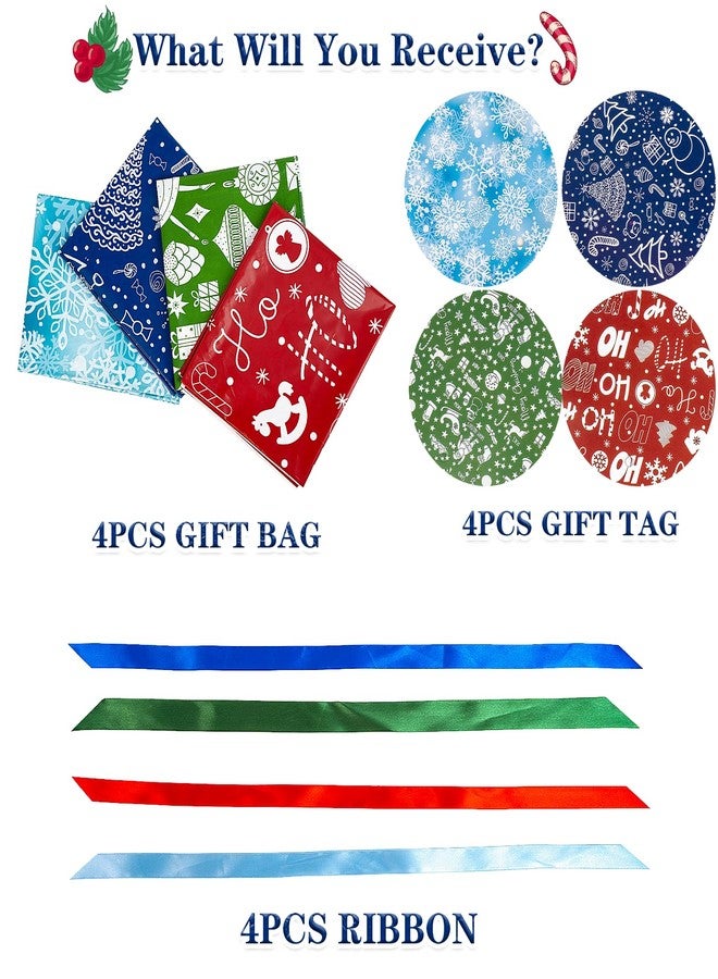 XiaosRen 4PCS Extra Large Christmas Plastic Gift Bags, Jumbo 60" x 36" Giant Xl Bags with Ribbon and Tag for Oversized Xmas Holiday Presents Wrapping. - Image 3