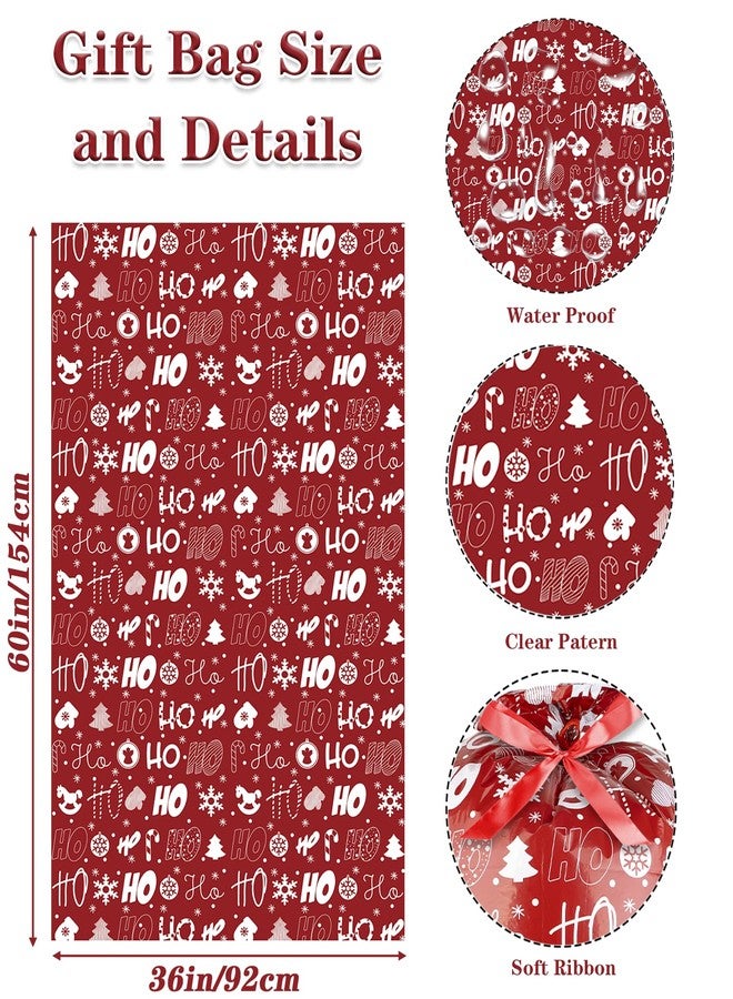 XiaosRen 4PCS Extra Large Christmas Plastic Gift Bags, Jumbo 60" x 36" Giant Xl Bags with Ribbon and Tag for Oversized Xmas Holiday Presents Wrapping. - Image 2