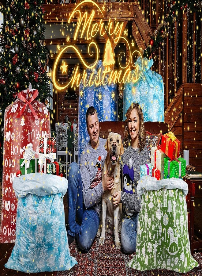 XiaosRen 4PCS Extra Large Christmas Plastic Gift Bags, Jumbo 60" x 36" Giant Xl Bags with Ribbon and Tag for Oversized Xmas Holiday Presents Wrapping. - Image 5