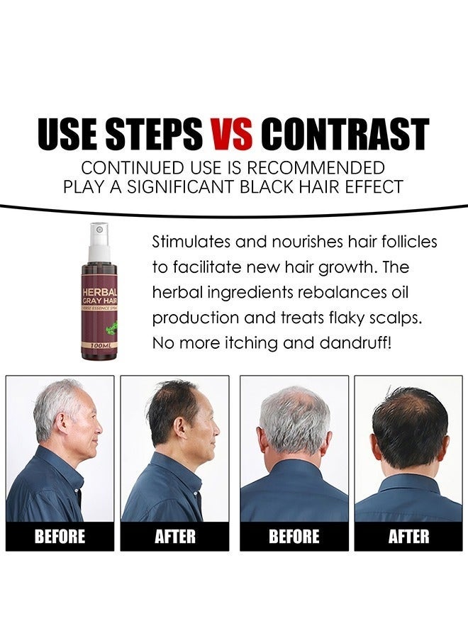 هيربال بخاخ عشبي للشعر الرمادي، 100 مل بخاخ عشبي لعكس لون الشعر الرمادي للرجال والنساء - Image 2