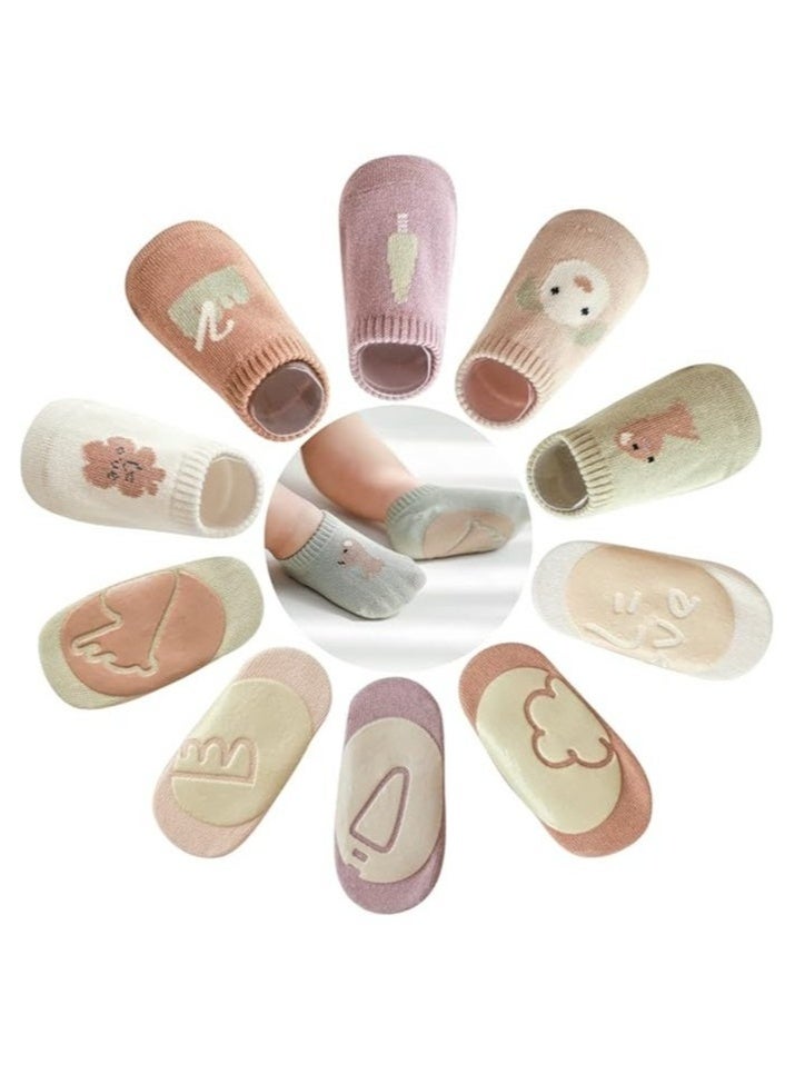Baby Non Slip Socks, Azonee 5 Pairs Anti Slip Cozy Kids Socks With Non Skid Grips for 1-3 years old Toddler Little Kids (M) - Image 1
