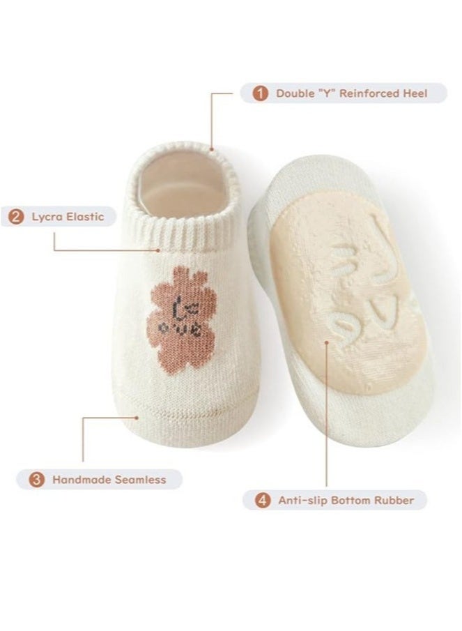 Baby Non Slip Socks, Azonee 5 Pairs Anti Slip Cozy Kids Socks With Non Skid Grips for 1-3 years old Toddler Little Kids (M) - Image 3