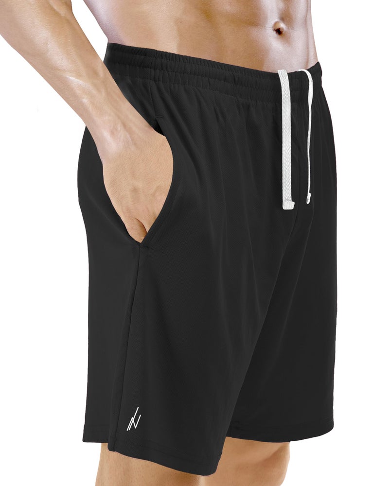 NY Threads 5 Pack Men's Athletic Shorts Quick Dry Loose-Fit Lightweight Running Workout Gym Shorts with Pockets, Large, 5 Black - Image 2