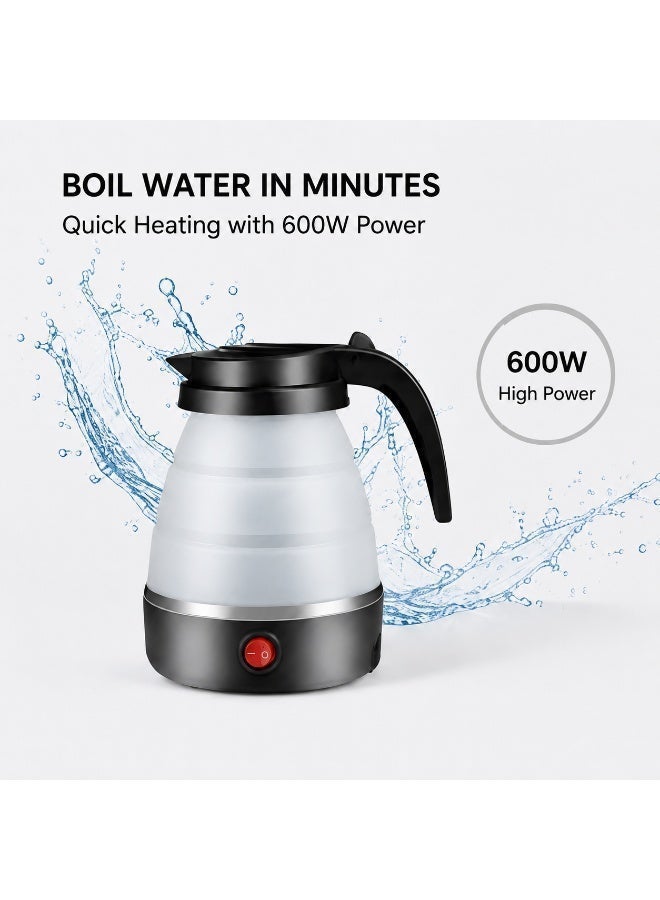 EXCLIFE 600ml Foldable Electric Travel Kettle, Portable Silicone Collapsible Water Boiler And Tea Pot For Camping, Lightweight Mini Electric Kettle With Detachable Power Cord For Easy Storage And Quick Boiling - Image 4