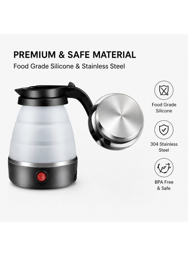 EXCLIFE 600ml Foldable Electric Travel Kettle, Portable Silicone Collapsible Water Boiler And Tea Pot For Camping, Lightweight Mini Electric Kettle With Detachable Power Cord For Easy Storage And Quick Boiling - Image 5