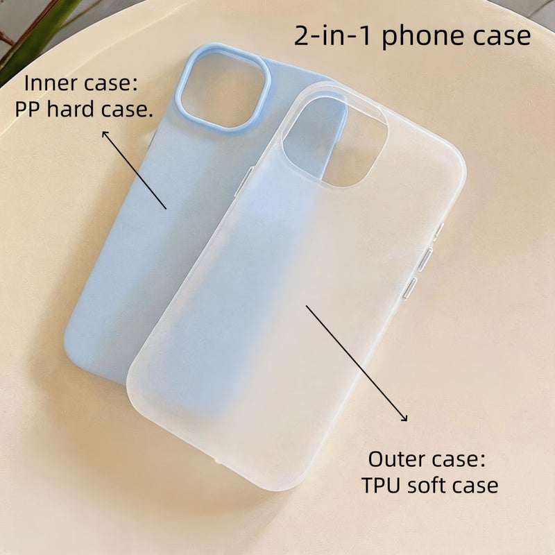 Phone Case For Xiaomi Redmi 13C 5G Built In Screen Protector 2 In 1 Shockproof Slim Dual Layer Case Light Blue - Image 2