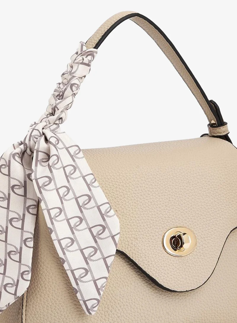 Paprika BEIGE Textured Satchel Bag With Scarf for Women | Best Price UAE