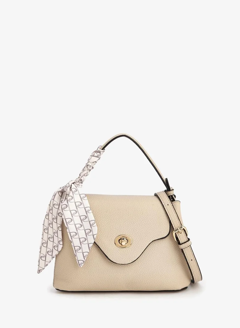 Paprika Textured Satchel Bag With Scarf