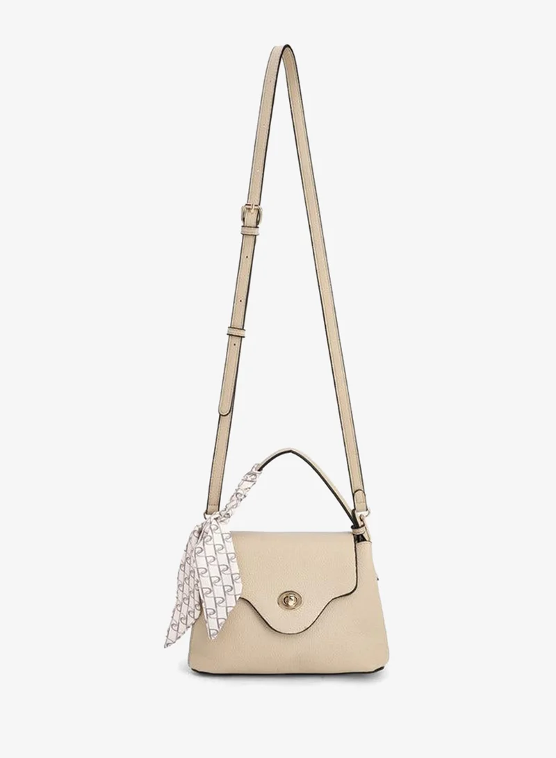 Paprika Textured Satchel Bag With Scarf