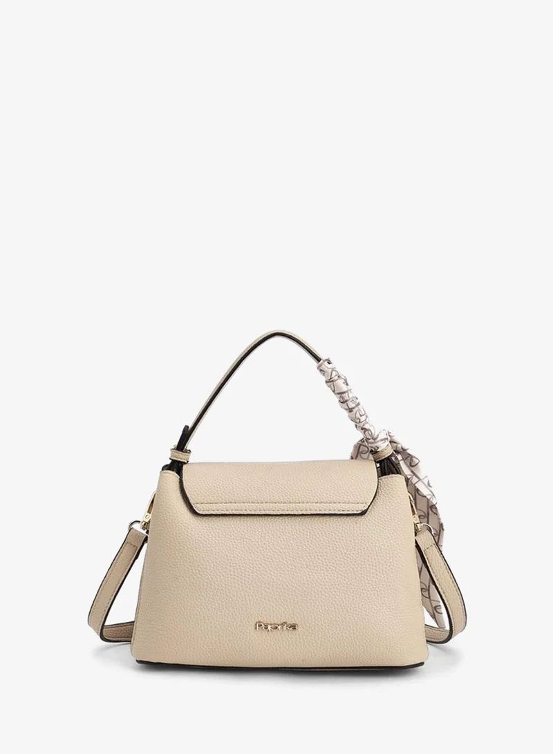 Paprika BEIGE Textured Satchel Bag With Scarf for Women | Best Price UAE